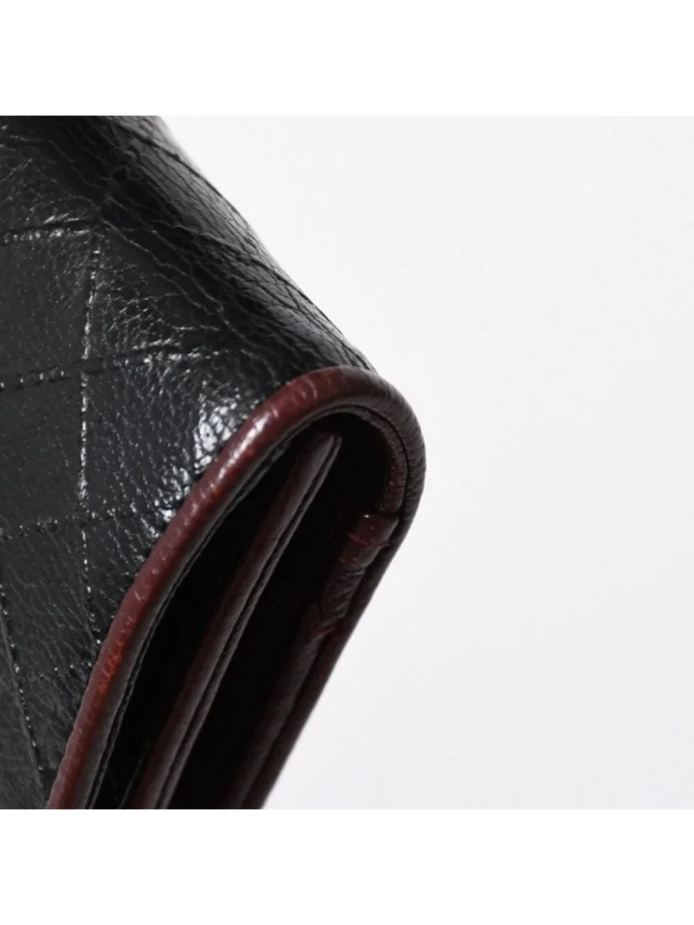 Chanel Bicolor Wallet CC Logo Calfskin Black Bordeaux Silver